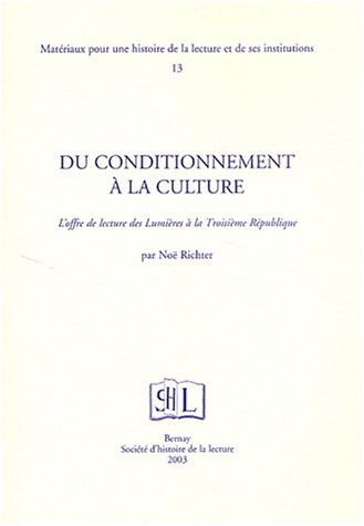 Cover for Du conditionnement à la culture