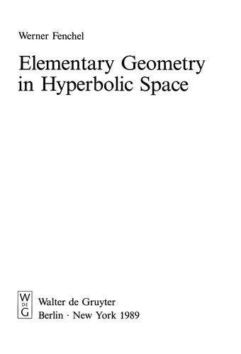 Cover for Elementary geometry in hyperbolic space