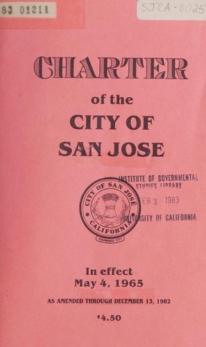 Cover for Charter of the city of San Jose