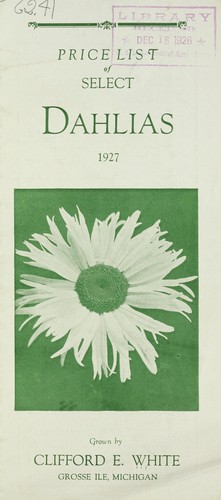 Cover for Price list of select dahlias