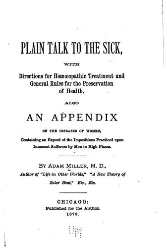 Cover for Plain talk to the sick