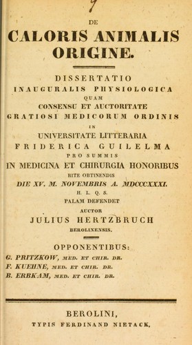 Cover for De caloris animalis origine