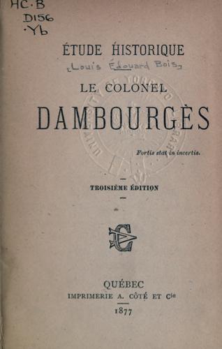 Cover for colonel Dambourgès.