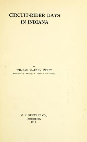 Cover for Circuit-rider days in Indiana