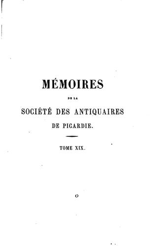 Cover for Mémoires de la Société des antiquaires de Picardie