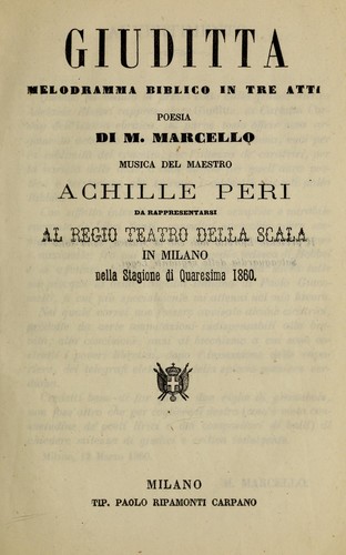 Cover for Giuditta