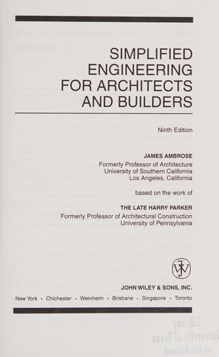 Cover for Simplified engineering for architects and builders