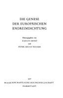 Cover for Die Genese der europäischen Endreimdichtung