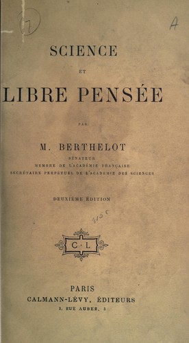 Cover for Science et libre pensée
