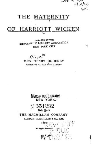 Cover for The maternity of Harriott Wicken