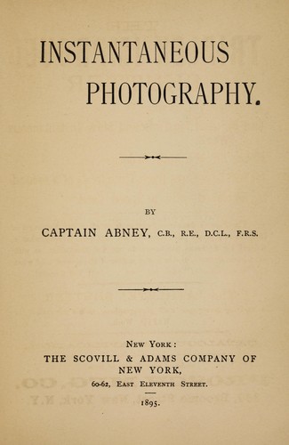Cover for Instantaneous photography