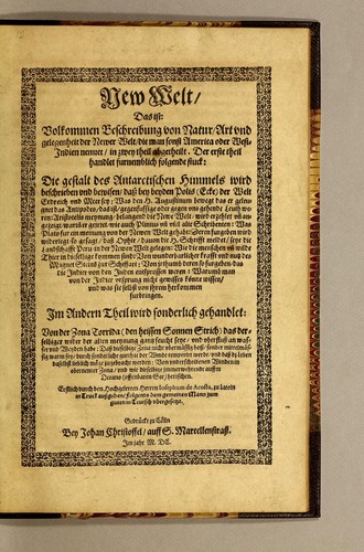 Cover for New Welt, das ist: Volkommen Beschreibung von Natur, Art vnd Gelegenheit der Newer Welt, die man sonst America oder West-Jndien nennet