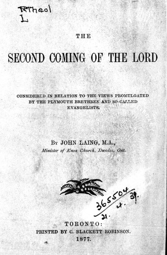 Cover for The second coming of the Lord