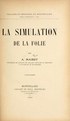 Cover for La simulation de la folie.