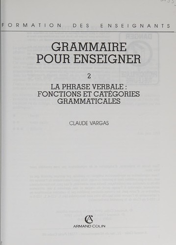 Cover for Grammaire pour enseigner