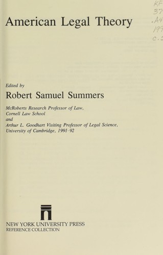 Cover for American legal theory