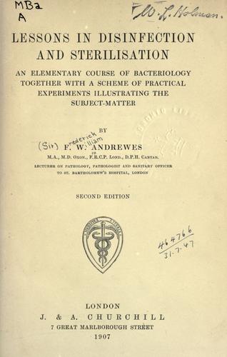 Cover for Lessons in disinfection and sterilisation