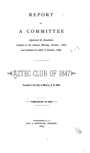 Cover for Report of a Committee, Appointed by Resolution Adopted at the Annual Meeting, October, 1877, and ...