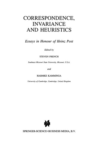 Cover for Correspondence, Invariance and Heuristics