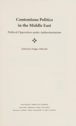 Cover for Contentious politics in the Middle East