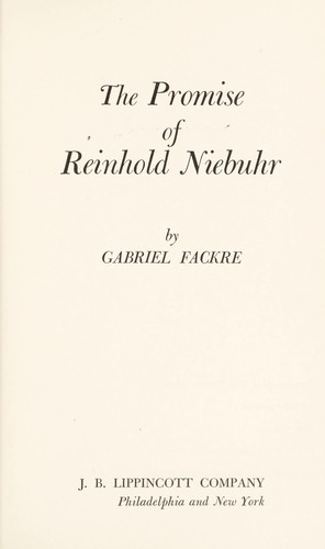 Cover for The promise of Reinhold Niebuhr