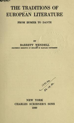 Cover for The traditions of European literature