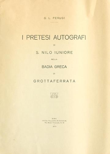 Cover for I pretesi autografi di S. Nilo Juniore nella Badia Greca di Grottaferrata