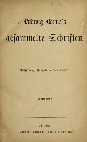 Cover for Ludwig Bo rne's gesammelte Schriften