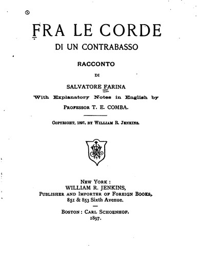 Cover for Fra le corde di un contrabasso: racconto di Salvatore Farina