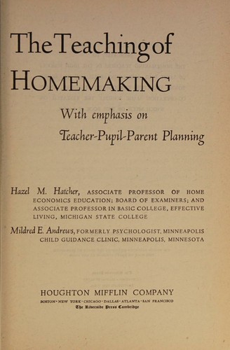 Cover for The teaching of homemaking,