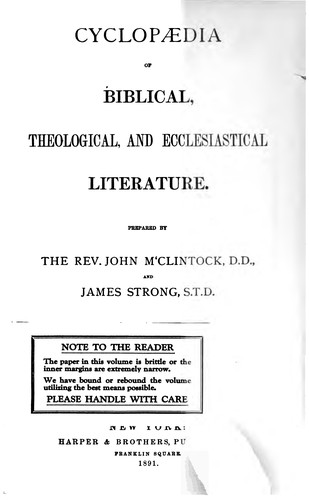 Cover for Cyclopaedia of Biblical, Theological, and Ecclesiastical Literature