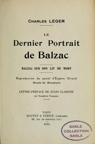 Cover for Le dernier portrait de Balzac