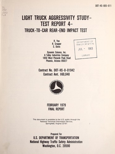 Cover for Light truck aggressivity study