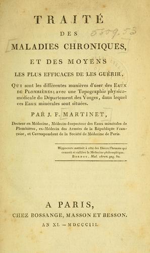 Cover for Traité des maladies chroniques