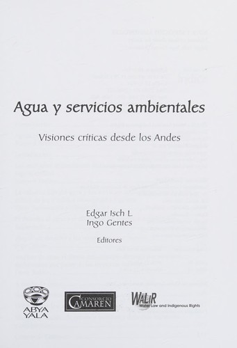 Cover for Agua y servicios ambientales