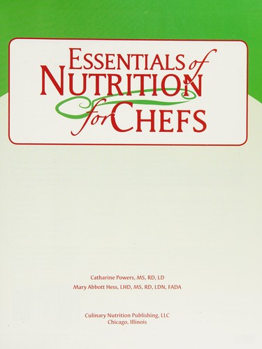 Cover for Essentials of nutrition for chefs