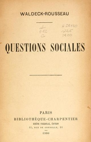 Cover for Questions sociales