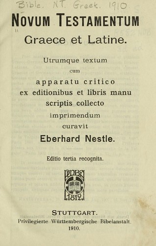 Cover for Novum Testamentum graece et latine
