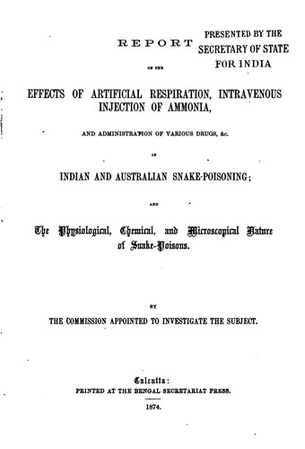 Cover for Report on the Effects of Artificial Respiration, Intravenous Injection of ...