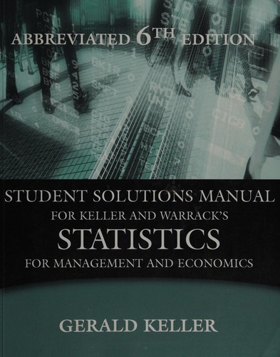 Cover for Student Solutions Manual for Keller And Warrack's Statistics