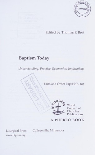 Cover for Baptism today