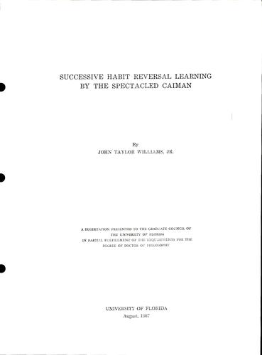 Cover for Successive habit reversal learning by the spectacled caiman.