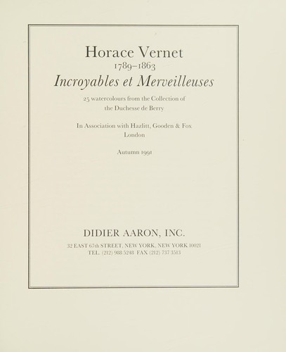 Cover for Horace Vernet 1789-1863