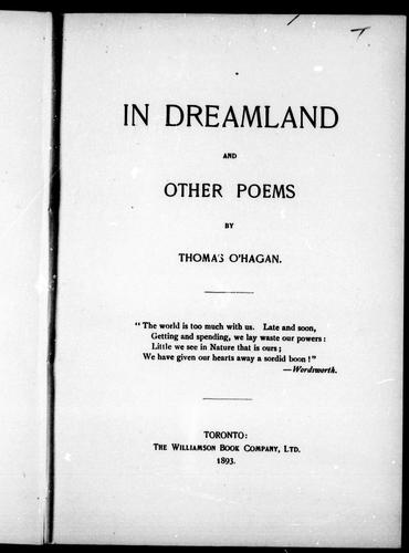 Cover for In dreamland and other poems