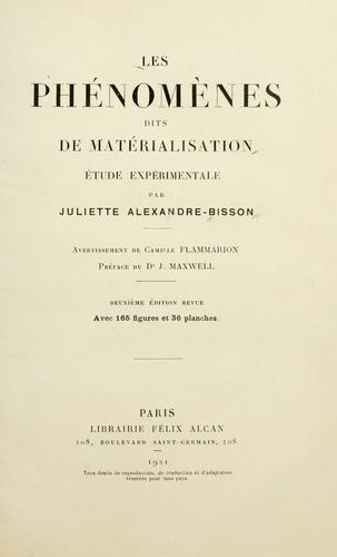 Cover for Les phénomenès dits de matérialisation