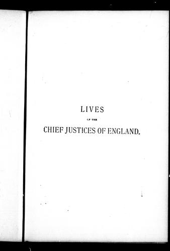Cover for The lives of the chief justices of England