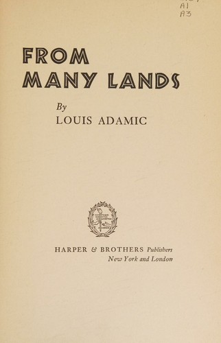Cover for From many lands