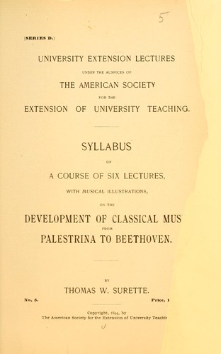 Cover for Syllabus of a course of six lectures