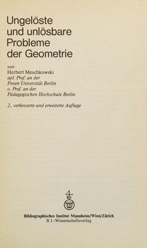 Cover for Ungelöste und unlösbare Probleme der Geometrie