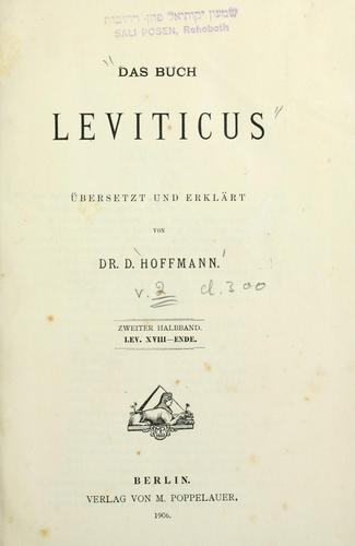 Cover for Das Buch Leviticus